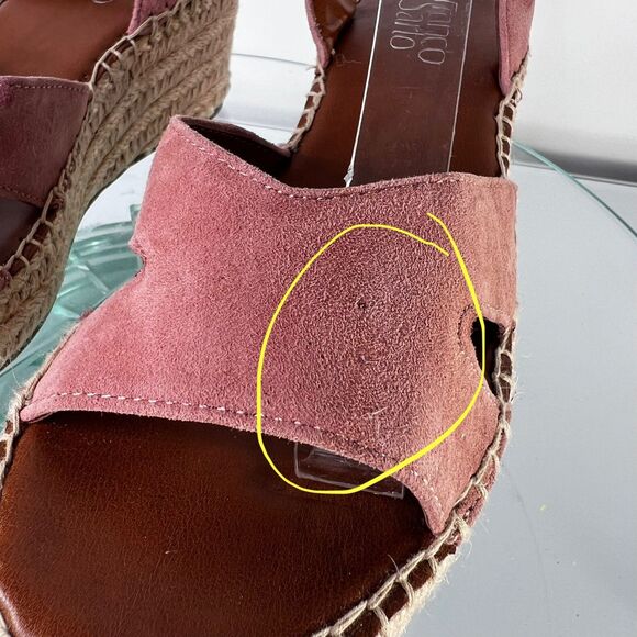 Franco Sarto Pellia Platform Sandals Pink Suede Leather Ankle Strap - Picture 3 of 9